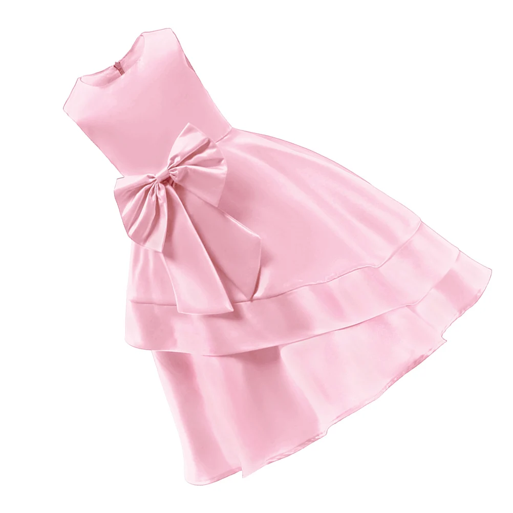 

1pc Girls Lace Dress Sleeveless Kids Clothes Summer Performance Children Baby Dress Bowknot Elegant Comfortable