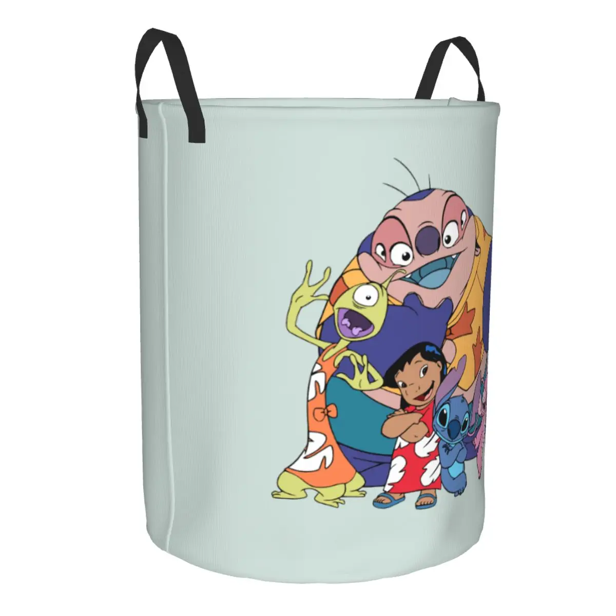 Custom Cute Lilo And Stitch Ohnan Anime Film Laundry Basket Foldable Clothes Hamper for Baby Kids Toys Storage Bin