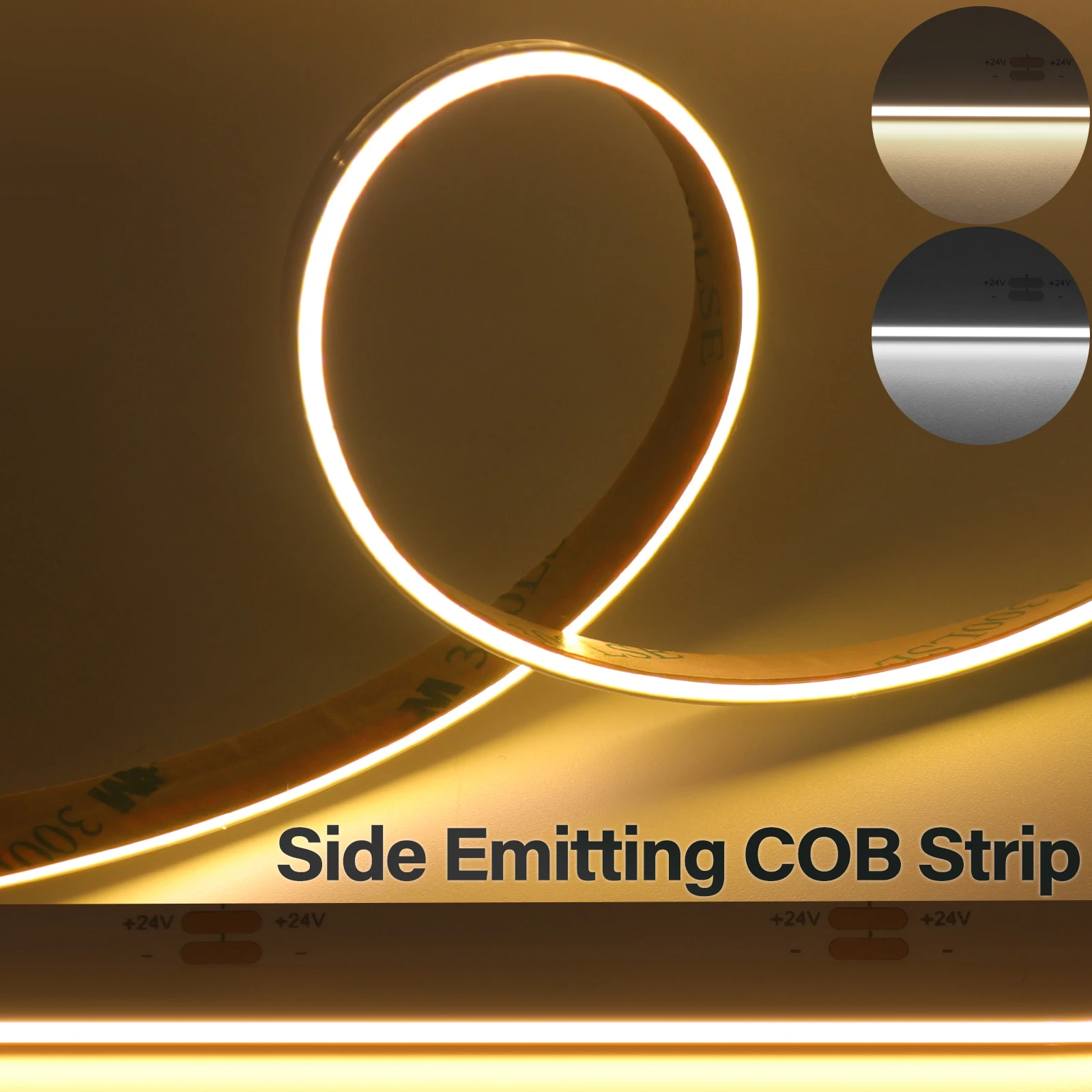 DC24V COB LED Strip Side Glow 480LEDs/m High Brightness COB Light 0.5-5M/Roll Adhesive Flexible Ribbon for Narrow Space Lighting