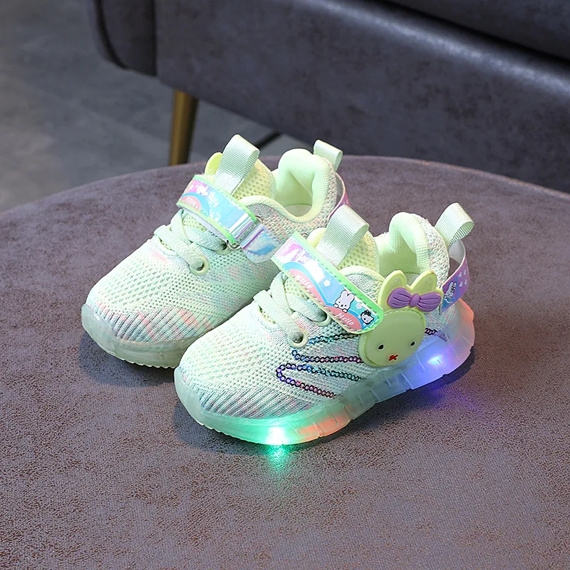 Kids Shoe LED Lit Girls Sports Shoes 23 Spring Baby Casual Shoes Infant /Toddler Walking Shoe Luminous Cartoon Shoe Running Shoe