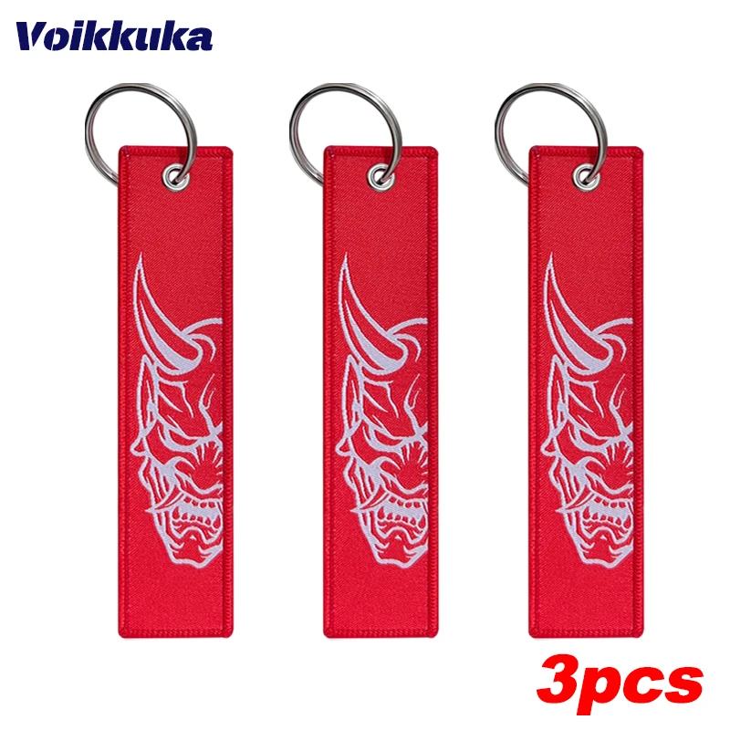 Oni Mask Embroidery Patterns Keychain Set