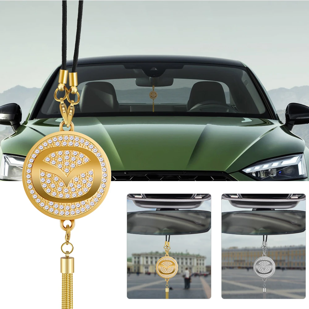 Car Interior Pendant  Rearview Mirror Hanging Ornament Diamond Metal Decoration For Mazda 2 3 5 6 Axela Atenza Speed 6 CX-3 CX-4