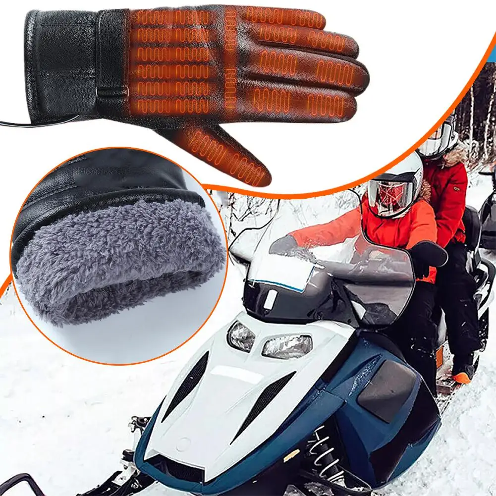 1 Pair USB Heating Gloves Rechargeable Electric Heating Gloves Screen Touch Warm Gloves Fishing Gloves For Outdoors Ski Mot W9J3