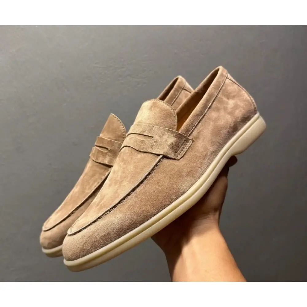 

Handcrafted Beige Suede Casual Loafers – Superior Craftsmanship, Timeless Neutral Appeal