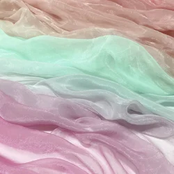 Gradient Chiffon Fabric By The Meter for Wedding Dress Hanfu Sewing Breathable Printing Elegant Silk Crepe Gloss Cloth Soft Skin