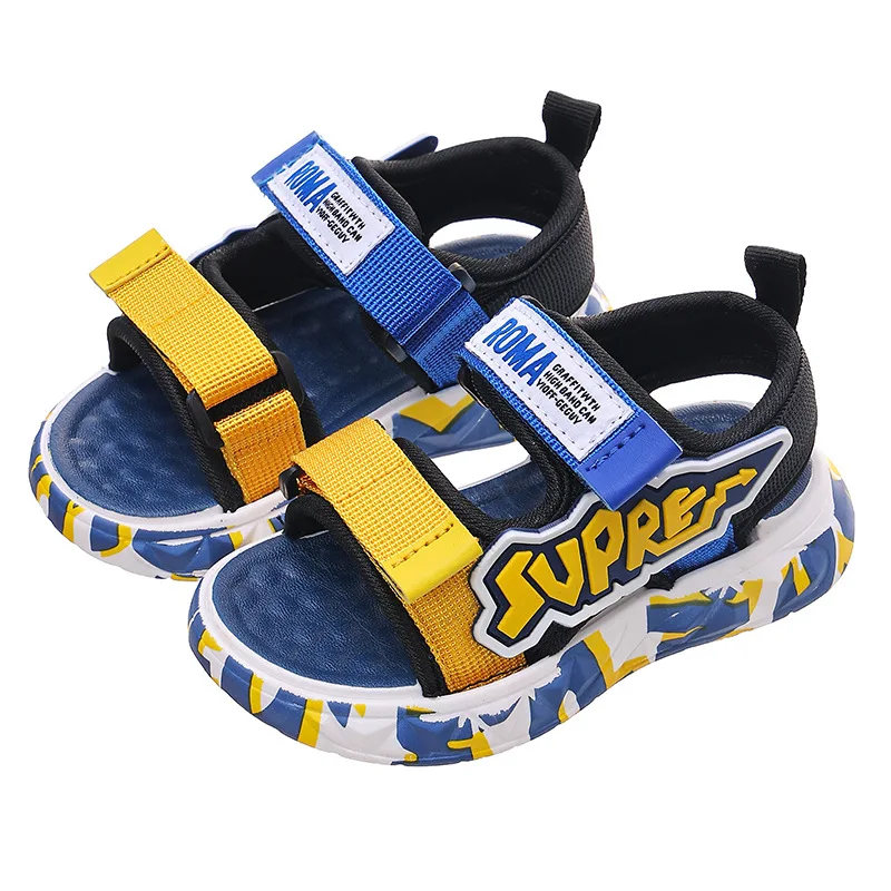

Новые летние детские сандалии 2026 года для мальчиков с принтом, мягкой подошвой, пляжные туфли для малышей и школьников
