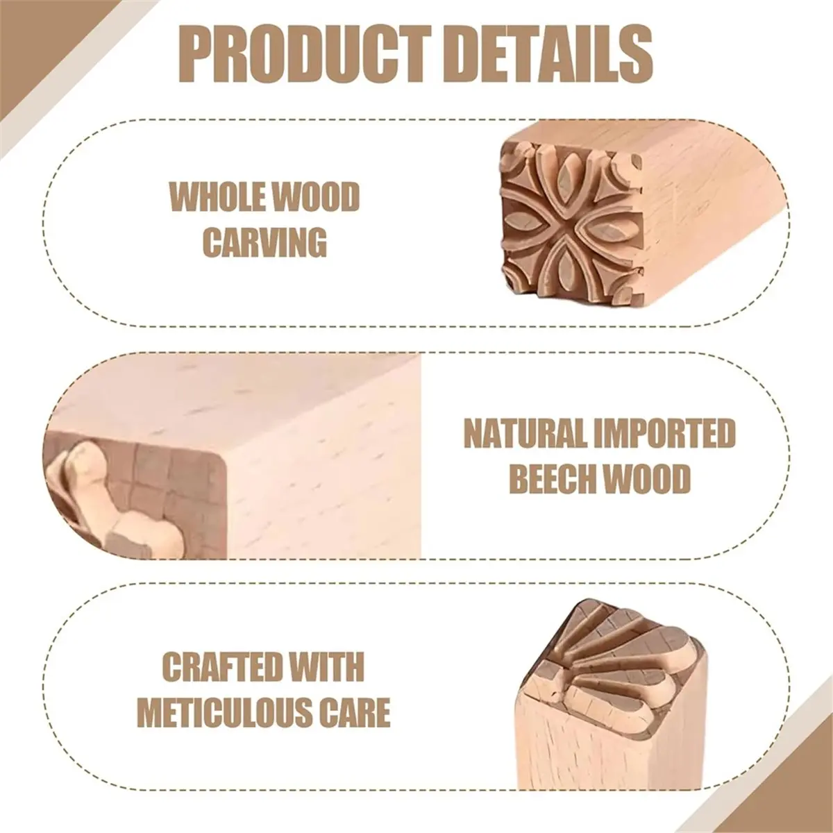 18 Pcs Clay Modeling Pattern Stamp Kit, Wooden Clay Pottery Stamps Pottery Tool Wood Block Stamp, Pottery Tools Set