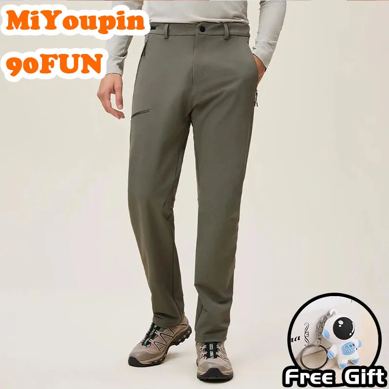 90FUN Outdoor Sports Men's Casual Pants Windproof Waterproof Hiking Pants Wear-resistant Loose and Comfortable