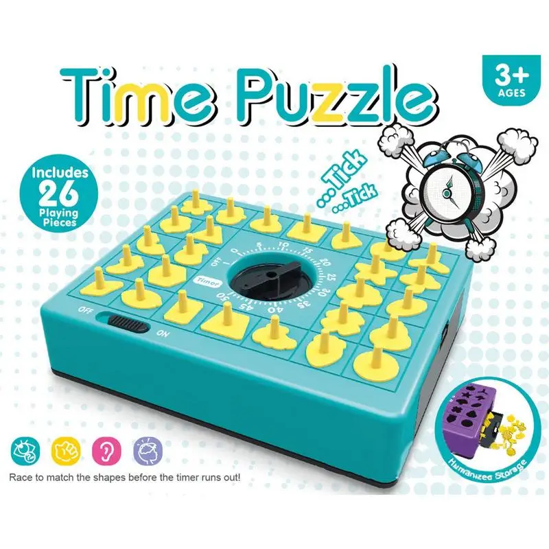 Kids Time Board Puzzle Toy Kids Shape Matching Pop-Up Tray Toy Set With Timer Hand-Eye Coordination Preschool Toy For Home