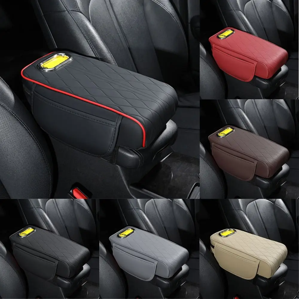 PU Leather Center Console Armrest Cushion Height Increasing with Tissue Box Armrest Pad Multifunctional Portable