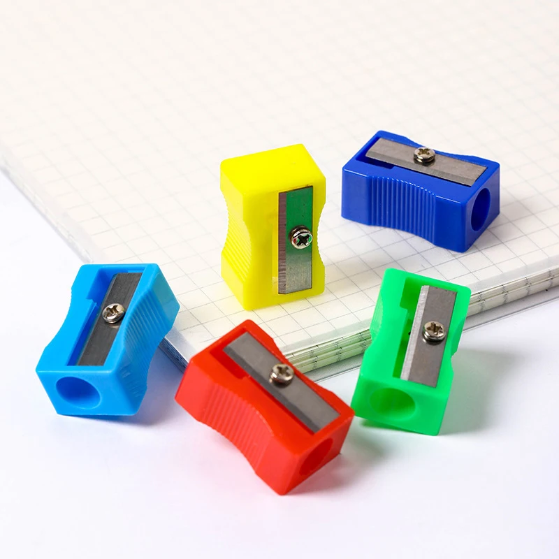 20Pcs Portable Simple Mini Colored Single Hole Rectangular Plastic Pencil Sharpener Student Children Stationery School Supplie