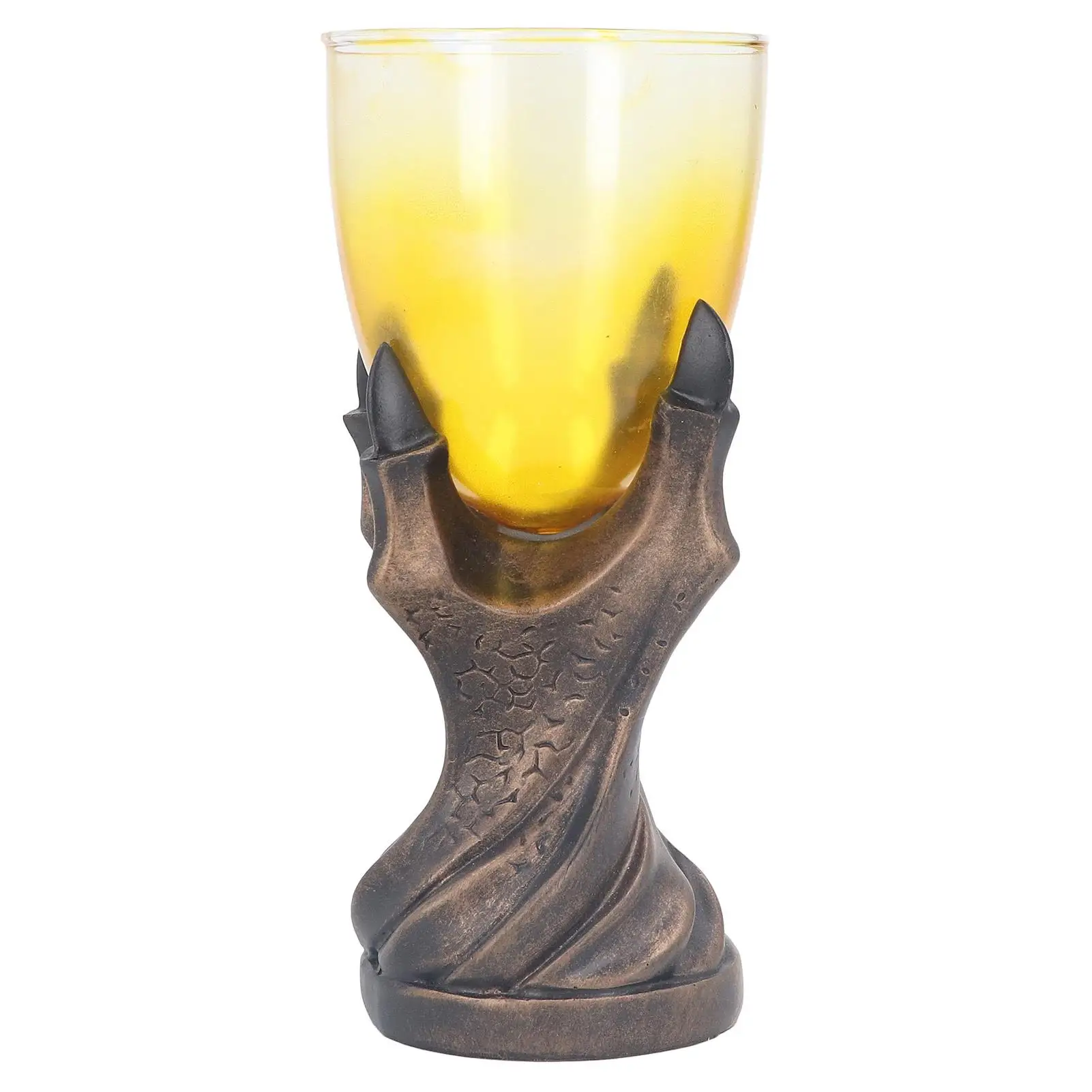 3D One-Handed Claw Glass Goblet with Resin Base - Unique Drinking Cup for Bars & Home Use