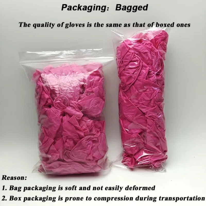 50/100PCS Pink Nitrile Gloves Kitchen Cleaning Disposable Gloves Suitable for Nail Hairdressing Tattoo Food Preparation Tools