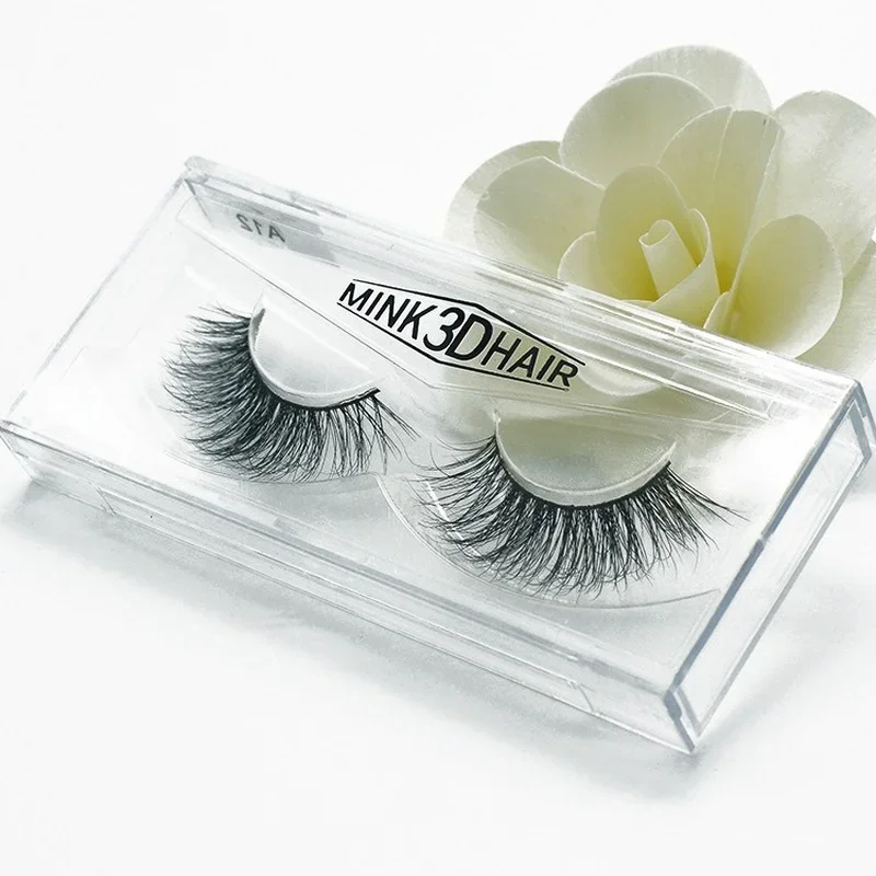 1 Pairs 3D Nertsen Haar Valse Wimpers Pluizige Volledige Strip Dikker Valse Wimpers Natuurlijke Look Make-Up Nertsen Wimpers