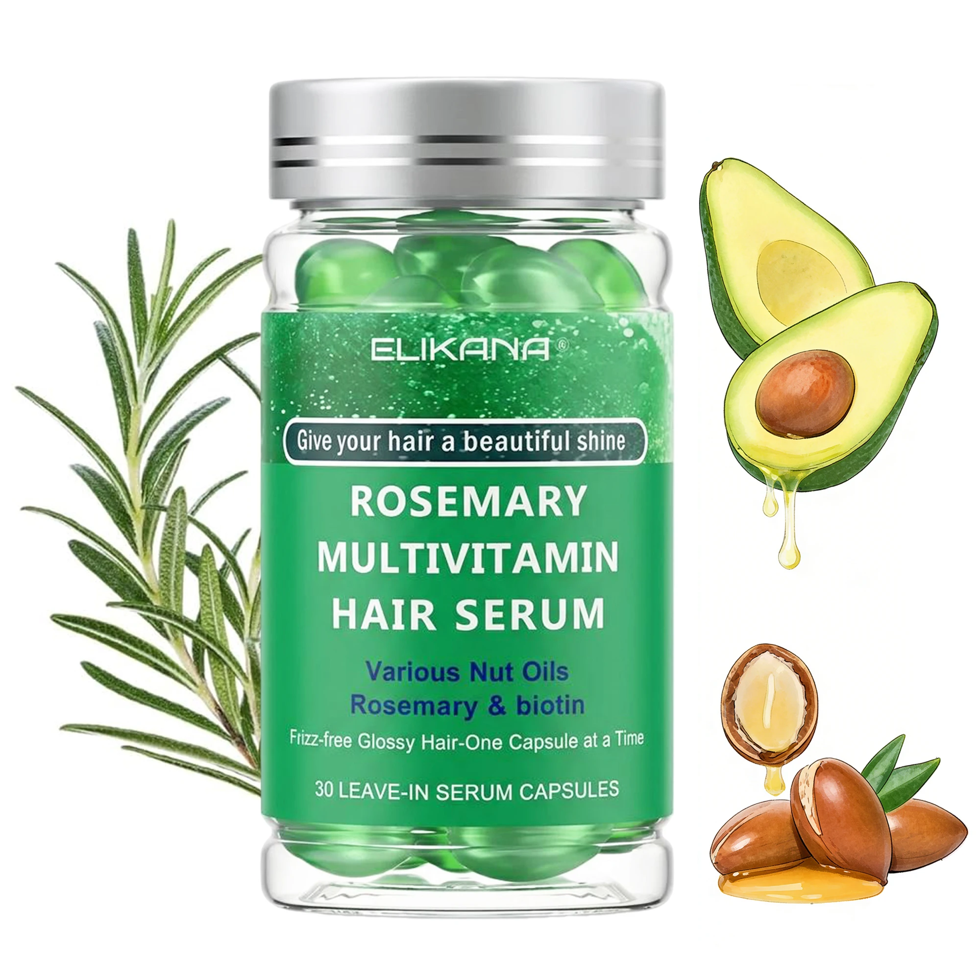 Rosemary Vitamin Hair Mask Capsules are rich in multiple hair care ingredients, providing long-lasting moisture.