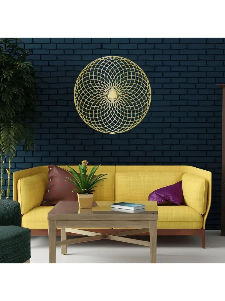 Metaliczne kreacje ścienne Mystic Yantra Wall Art Święta geometria Mandala Pierścień Dekoracja Medytacja Rzeźby Dusza salon Prezenty — zdjęcie 2