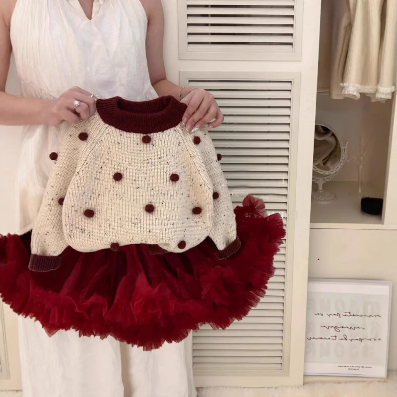 

Girl's Sweater Autumn and Winter Style2024New Western Style Baby Girl Thickened Sweater Winter Clothes Children's Bottoming Shir