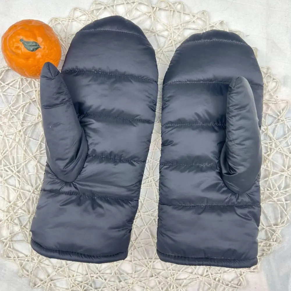 Thickened Warm Mittens Down Fabric Windproof Gloves Soft Plush Lining Thermal Hand Warmer For Winter Outdoor Use