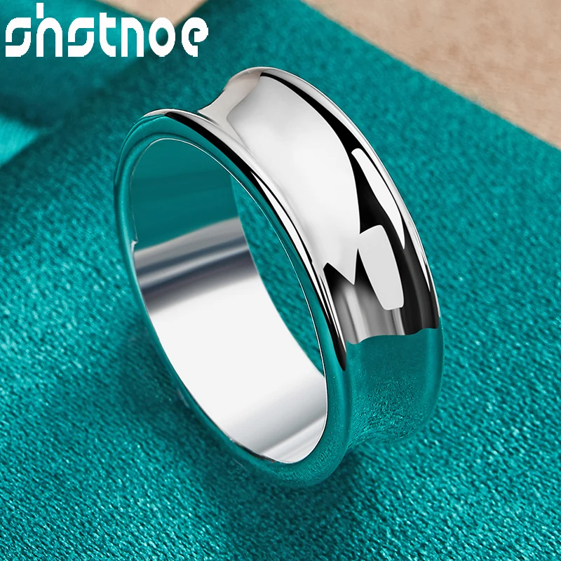 

SHSTONE 925 Sterling Silver Smooth Concave Rings For Women Men Engagement Wedding Birthday Party Fashion Fine Jewelry Lady Gifts