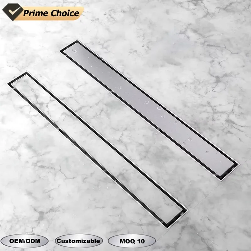 for New SUS 304 Stainless Steel Drain Tile Insert Grate Type 1 Stage Adjustable Foot Filter Linear Bathroom Floor Drain