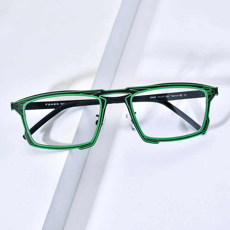 FONEX Pure Titanium Eyeglasses Frame Men Brand Design Vintage Retro Square Glasses Women Japanese Eyewear 85925