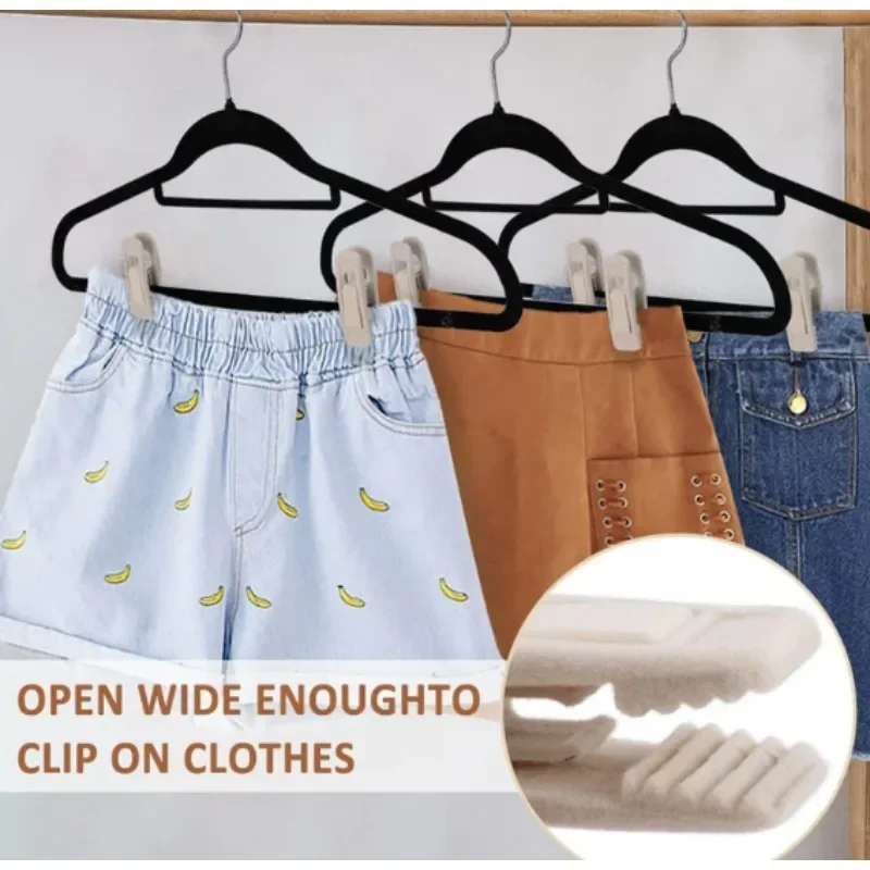 الجملة عدم الانزلاق المخملية شماعات كليب متعددة الوظائف شماعات الملابس المحمولة السراويل القبعات التنانير تجفيف كليب أداة تخزين المنزل #3