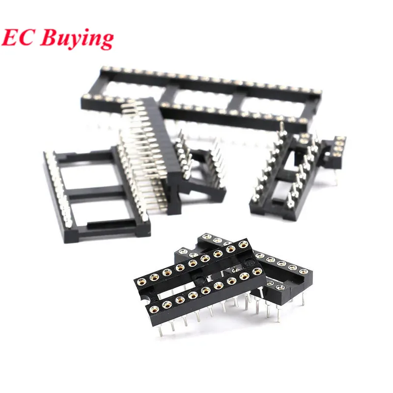 5-10Pcs IC Socket Round Square Hole DIP 6 8 14 16 18 20 24 28 40 Pin Connector IC Seat Narrow Wide 6P/8P/14P/16P/18P/20P/24P/28P