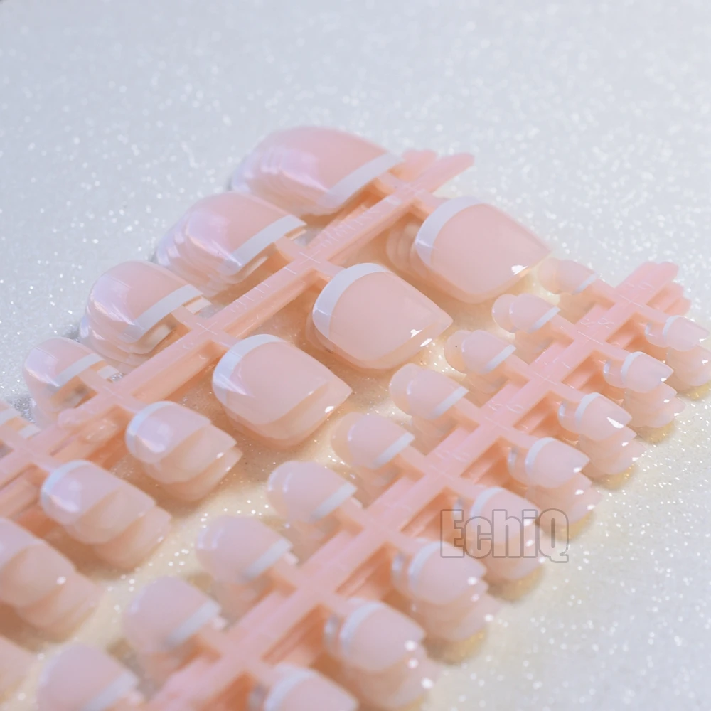 1lot= 10 kits Fade Nude Color Toes Nails Decoration Tips White Short French Fake Nails for Toes in OPP Bags