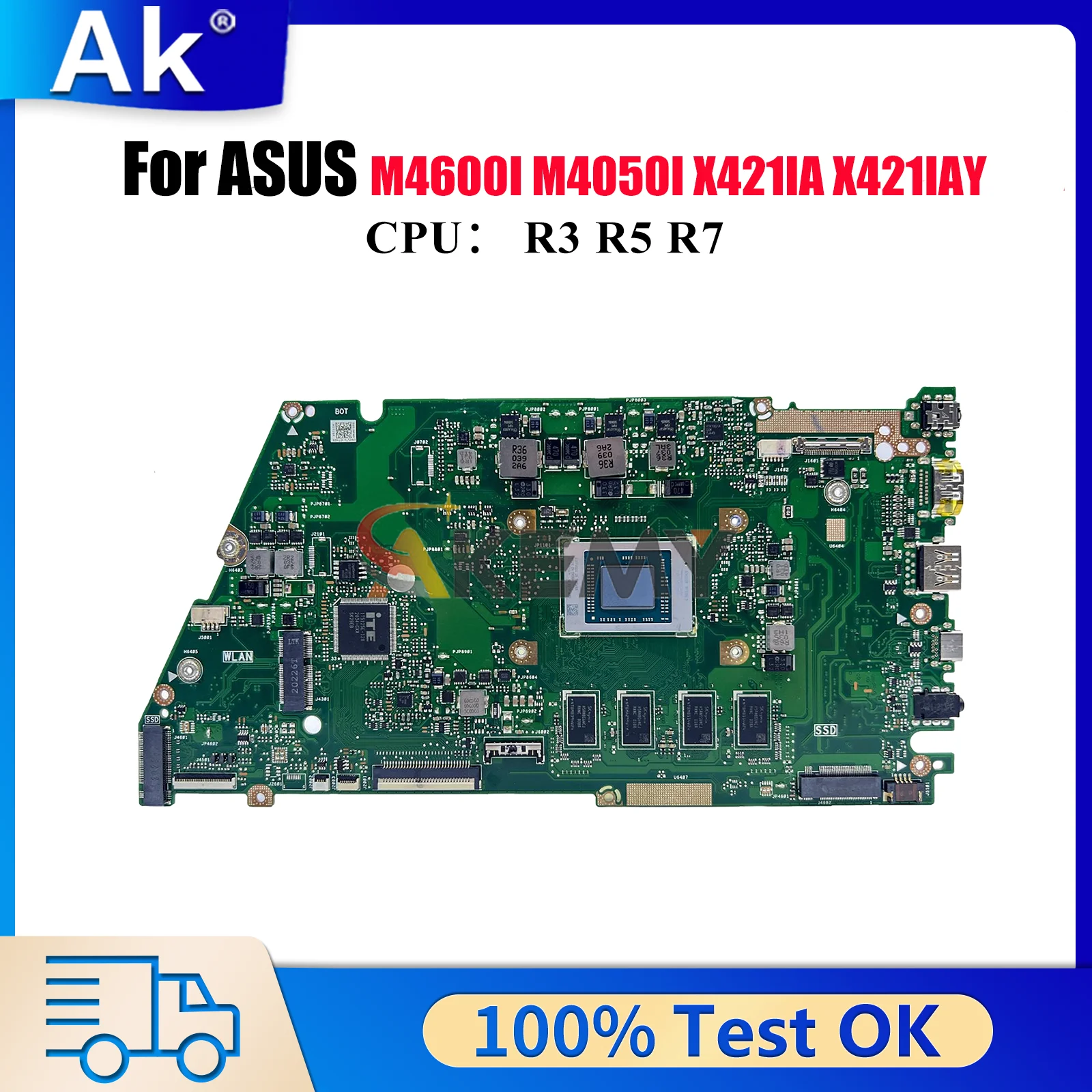 

X421IA Материнская плата для ноутбука ASUS VivoBook X421IA X421I M4050I R421I X421IAY M4600I Материнская плата с процессором R3 R5 R7 100% тест ОК