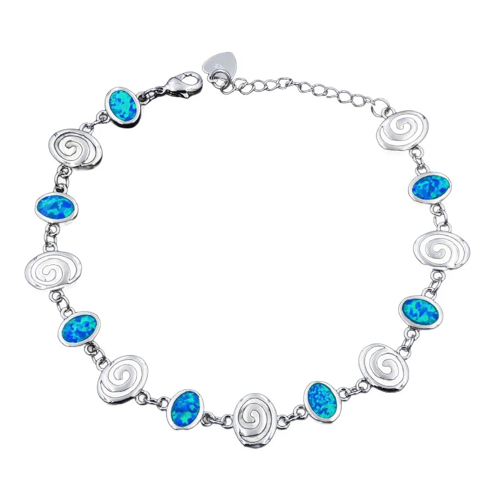 

Greek Style Bracelet for Women,Goddess Blue Opal Swirl Charm Jewelry,Ancient Greek Mythology Adjustable Bracelet,Dainty Gift for