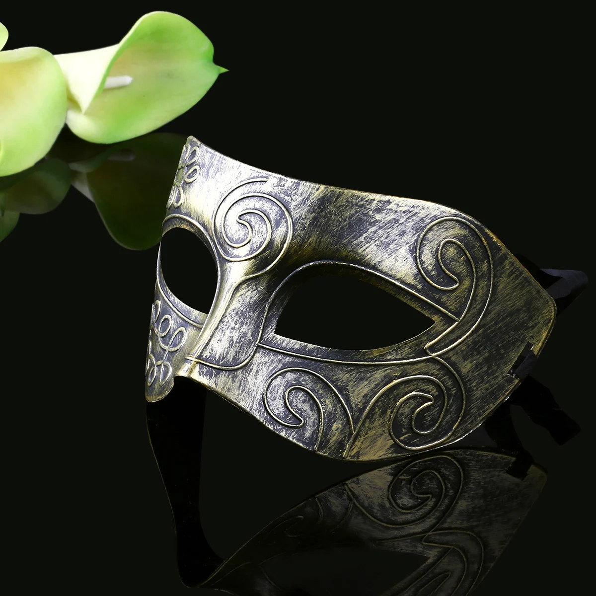 Tinksky Golden Masquerade Face Mask for Men Roman Fighter Style Durable Hard Plastic Halloween Costume Accessory