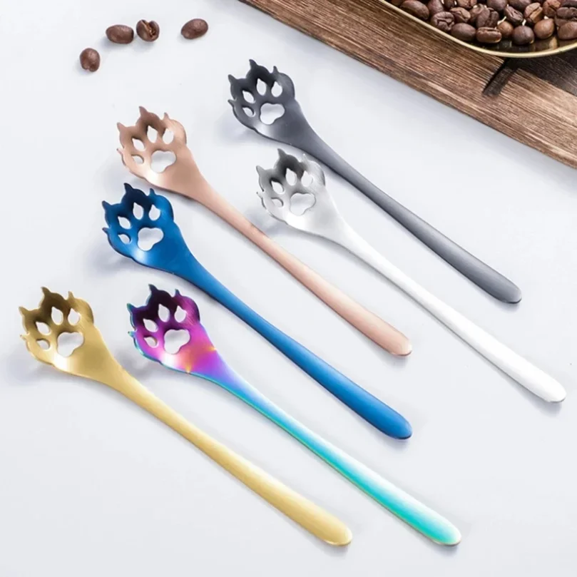 

Funny Cat Paw Teaspoon 304 Stainless Steel Coffee Spoon Ice Cream Stirring Spoons Kitchen Tableware Christmas Gift well-designed