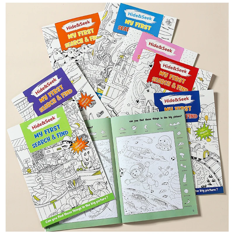 Hidden Picture English&Spain Version Early Childhood Education Parent Child Interaction Coloring Book Puzzle Focus Game Book