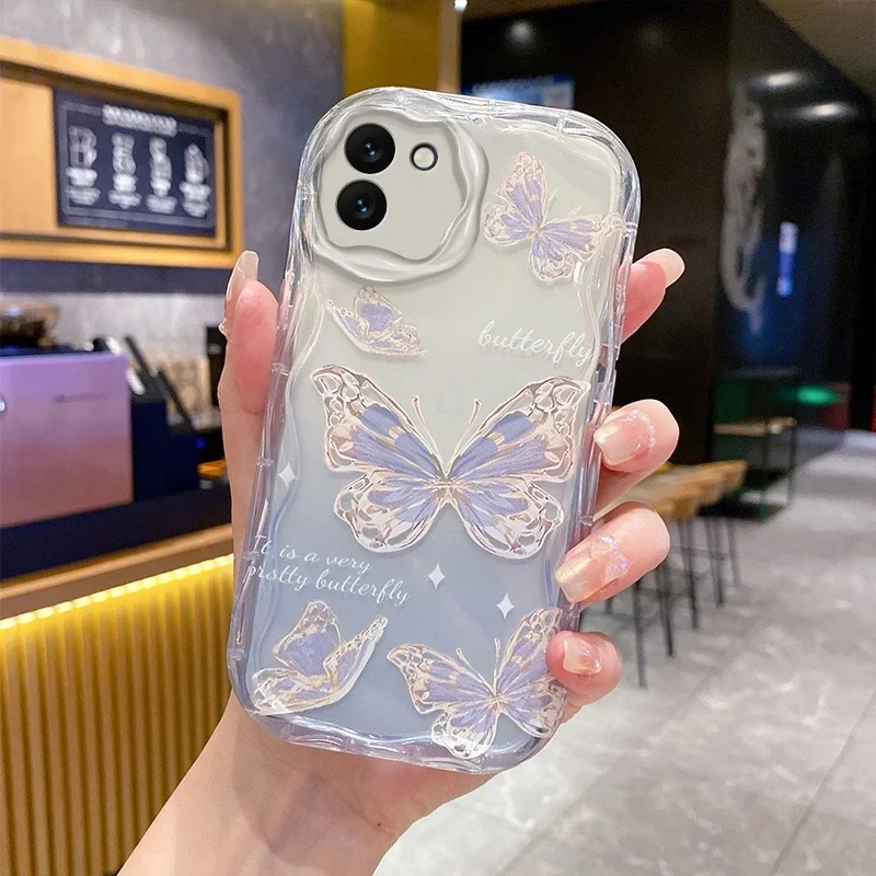 Etui na iPhone'a 11 15 14 16 Pro Max 12 13 Mini 6 7 8 Plus Pokrowiec na nadgarstek Łańcuch Motyl Kwiat