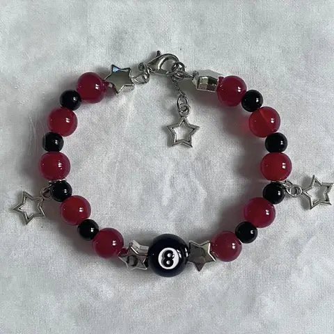 Pulseira com pingente de 8 bolas de bilhar, joias Grunge