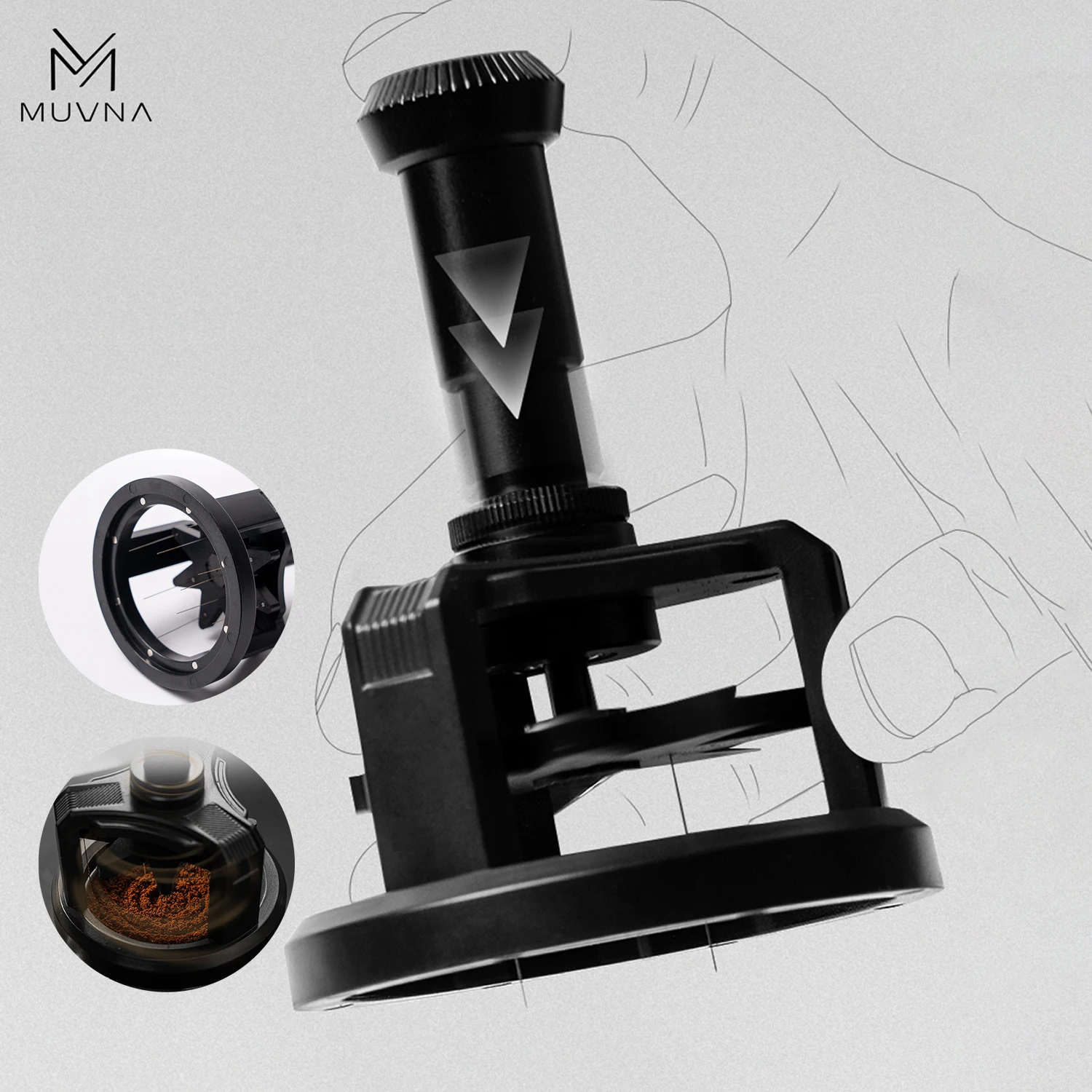 

Автоматический вращающийся дистрибьютор кофе MUVNA Teemo WDT, аксессуар для бариста, предотвращающий комкование кофейных гранул, аксессуар для кофемолки