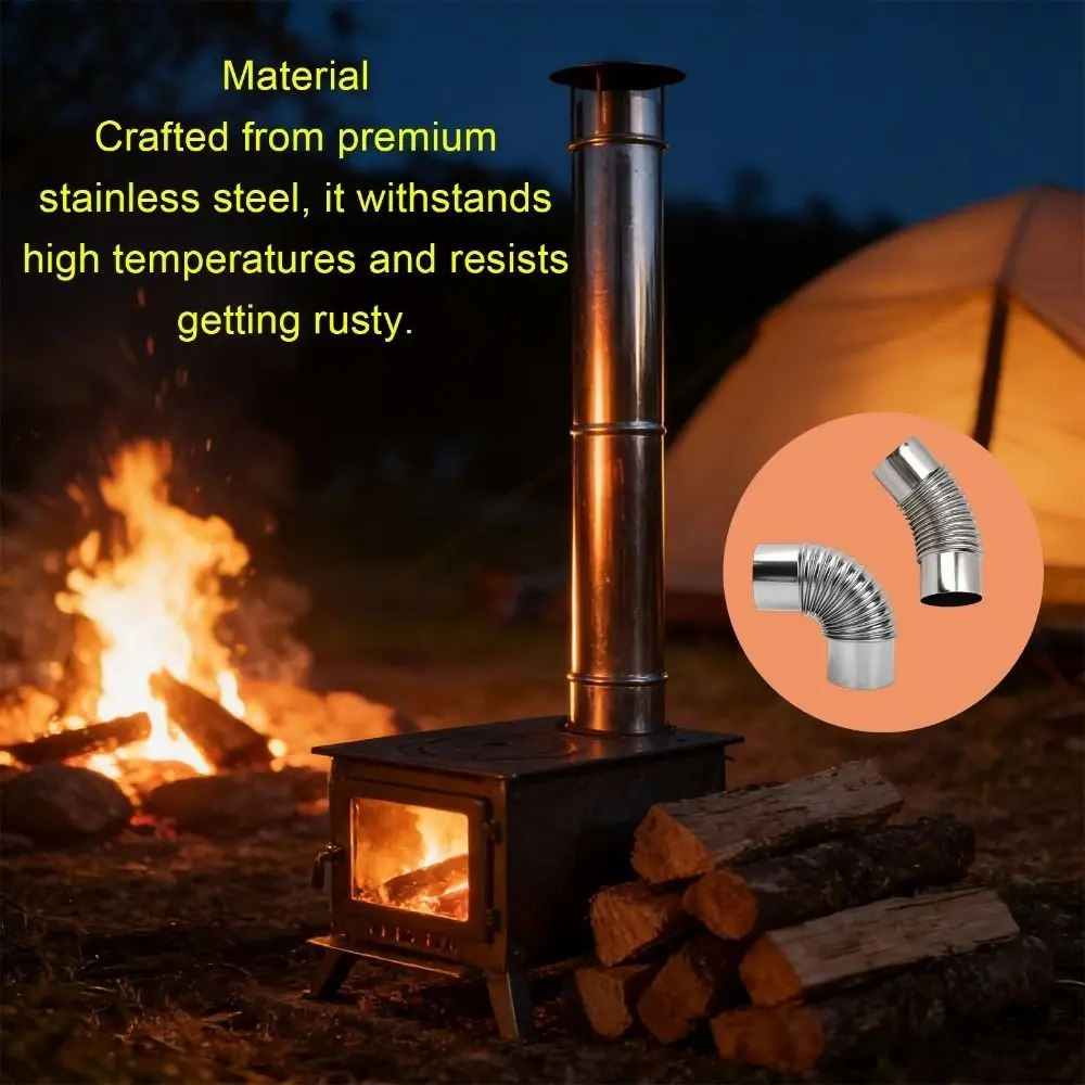 2 Pcs Portable Stainless Steel Stove Pipe Elbow 45 Degree Practical Chimney Flue Connector Flue Bend Indoor Vent