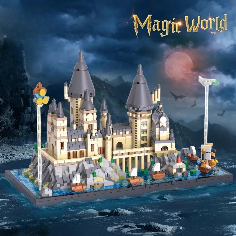 Blocos de construção de castelo mágico, modelo arquitetônico criativo feito à mão, brinquedos educativos para crianças, ornamentos, presentes