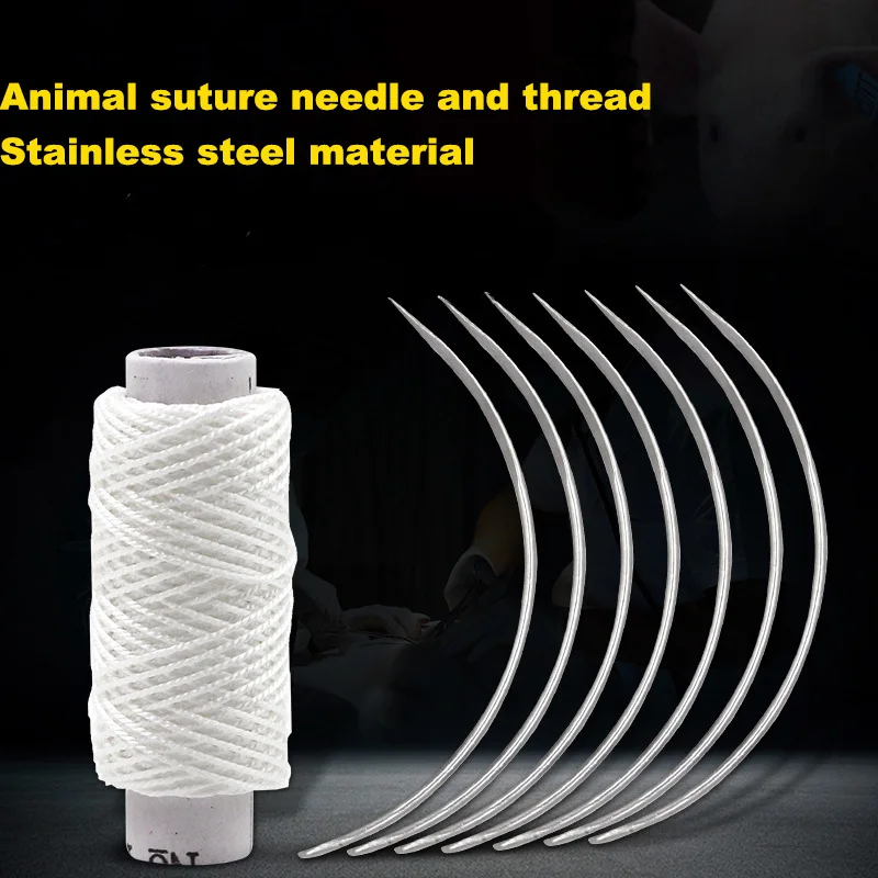 Veterinary Surgery Suture Needle Stainless steel Suture Thread Pet Pig Curved Trigeminal Needle Veterinarian Surgical Tool