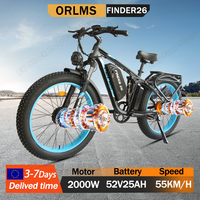 ORLMS FINDER26 E-bike 2000W Dual Motor 52V25AH All-terrain Electric Bicycle Hydraulic Brake Adult 26*4.0 Fat Tire Electric Bike