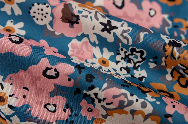 Spring Summer Printed Round Neck Casual Set Loose Long Dress with Pockets Middle Sleeve Cross-Border Women's Fashion