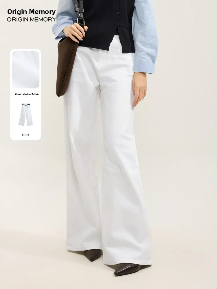 

Облегающие широкие джинсы с высокой талией, прямой крой, повседневные брюки, чистый цвет, весна-осень, Новое поступление, точка начальника памяти