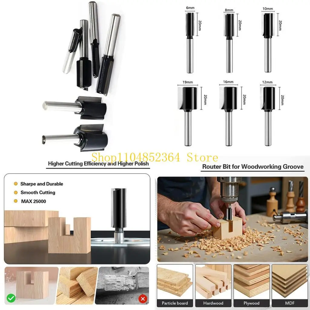 

652F 6pcs Melling Cutter Set с двойной флейт дизайном для гладкой и точной гравировки