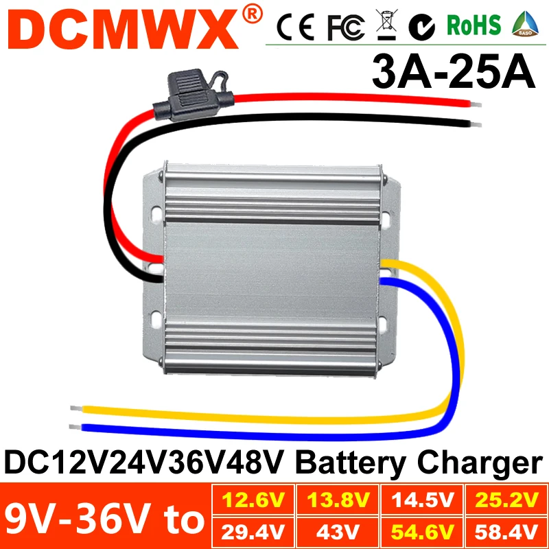 מטען סוללת DC-DC 9V12v24v36V ל-12.6v 13.8v 14.6v 25.2V 29.4V 28V 43 ממיר צעד למעלה או למטה עם הגברה אוטומטית CC CV