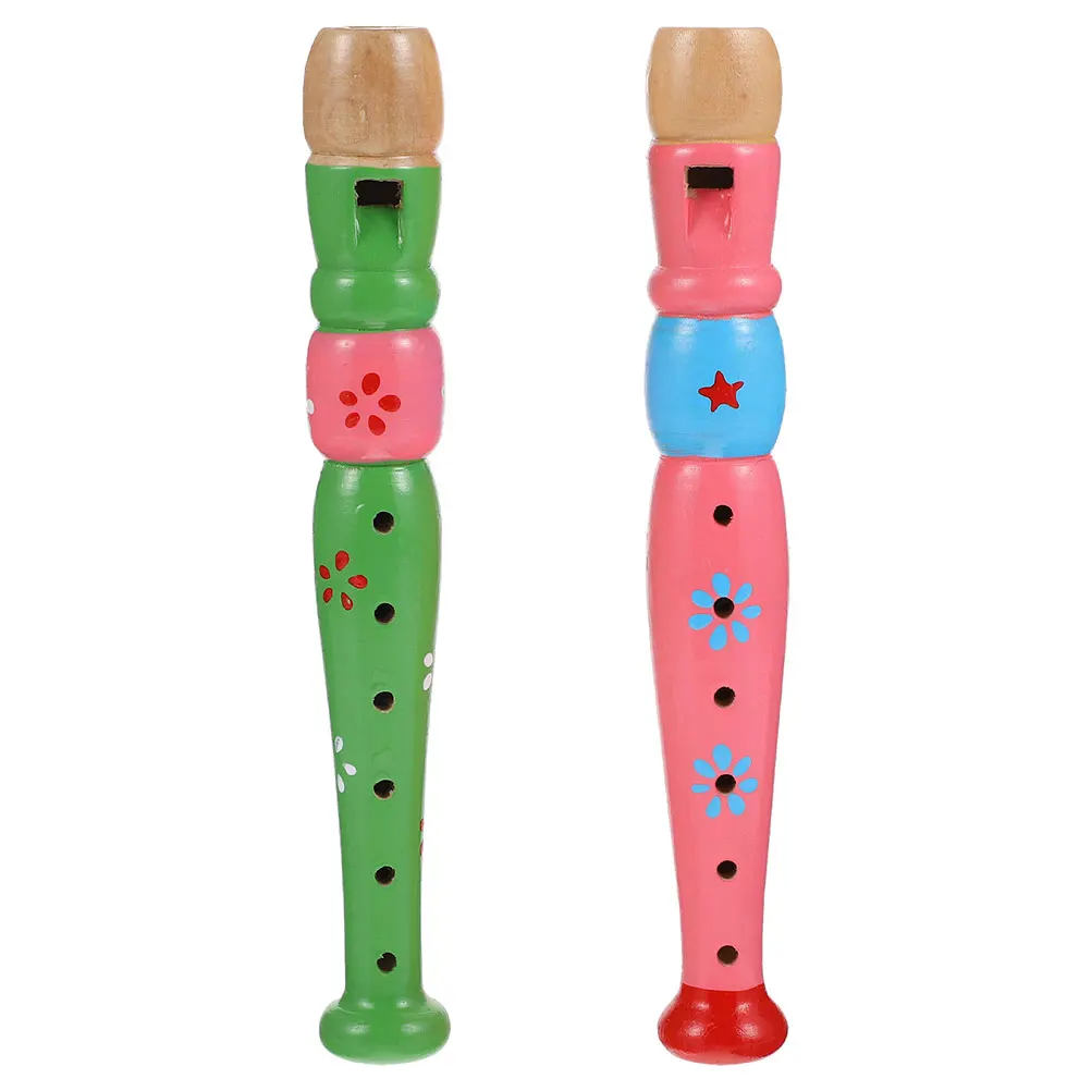2 Pcs Toy Set Wooden Clarinet Child Kids Musical Instruments Baby Children Flute Plaything
