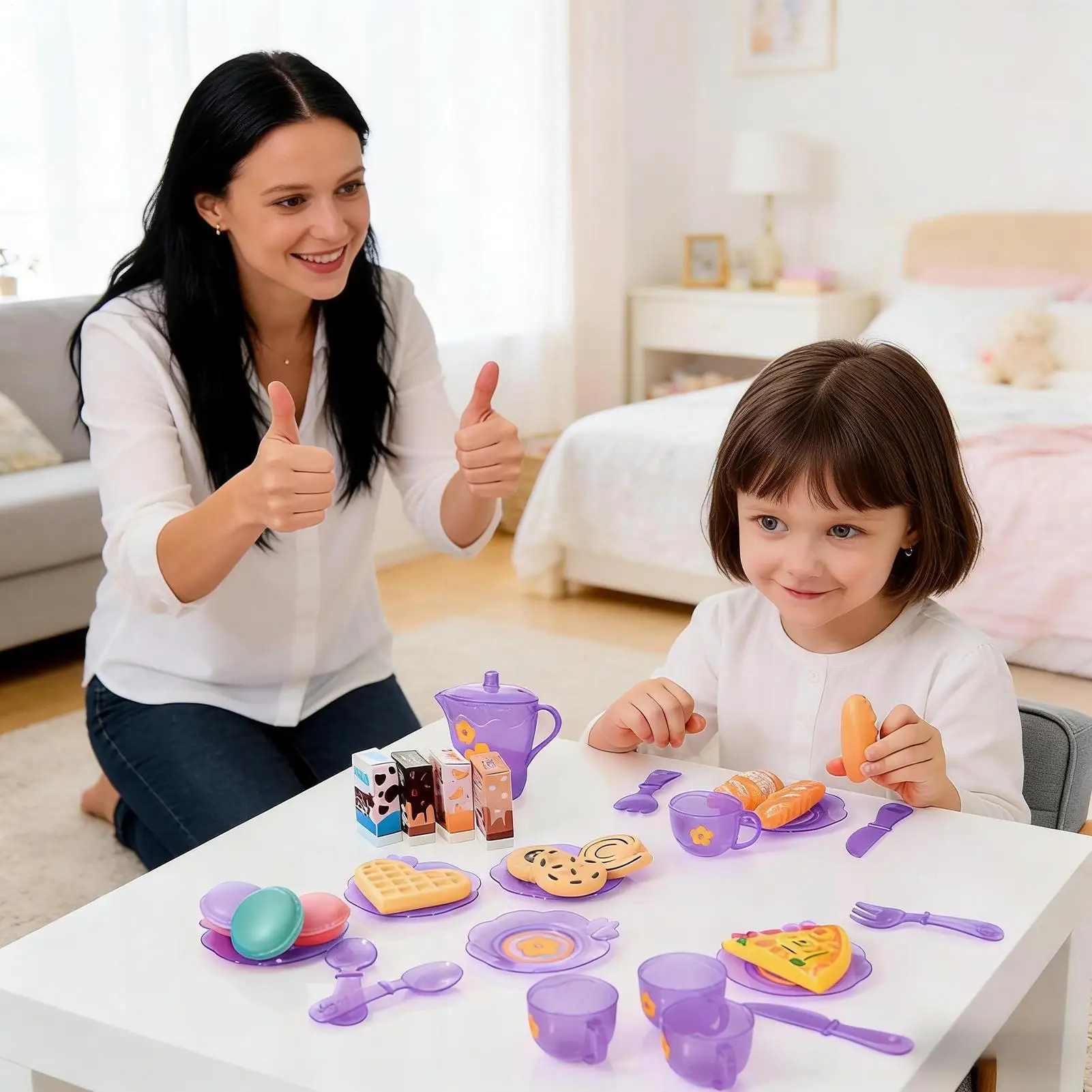 子供用キッチンおもちゃ 33ピース ミニ安全ティーパーティーゲーム 楽しいキッチンプレイセット 男の子 女の子 誕生日 クリスマス 新年 イースター ホーム用