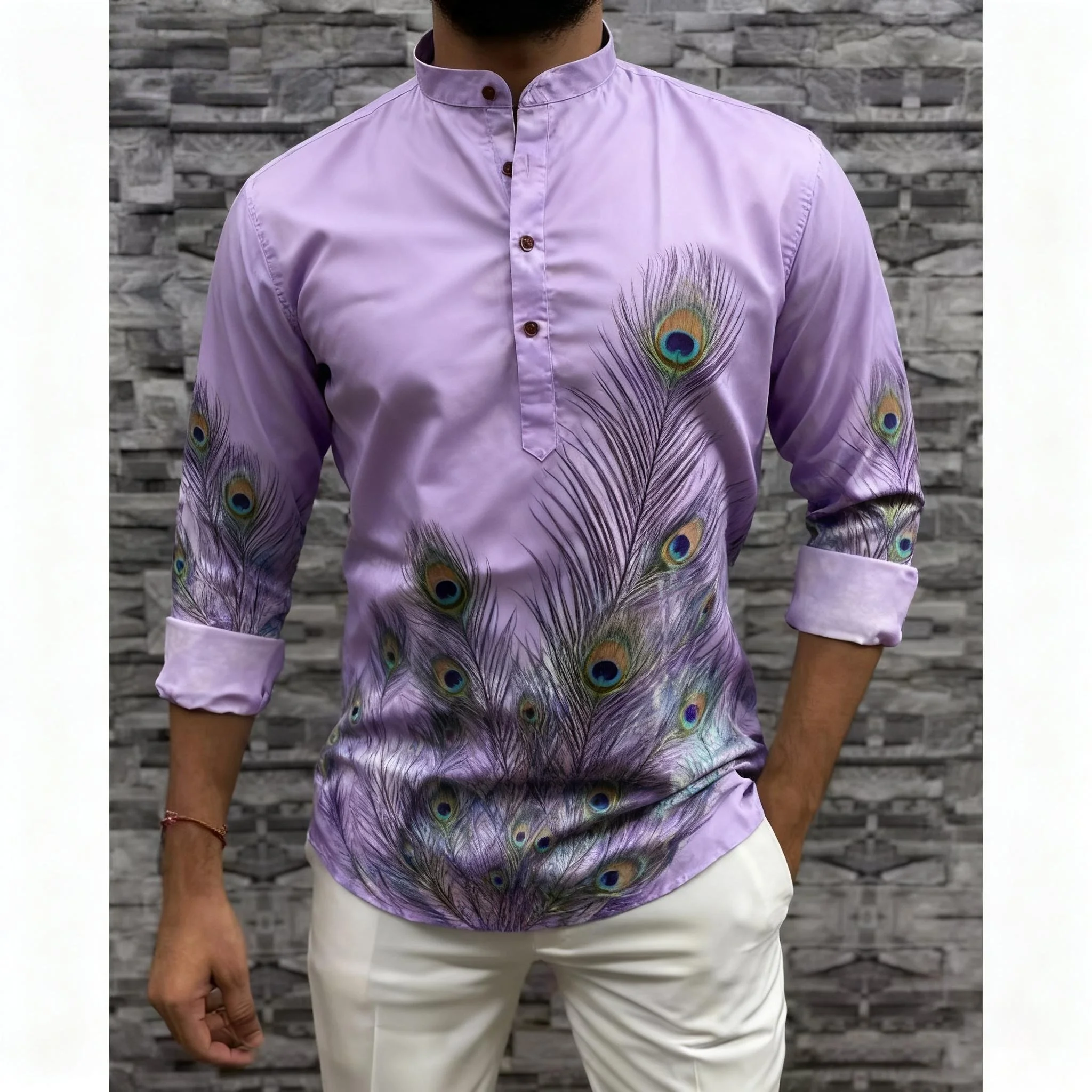 ملابس رجالية مسلمة طباعة عرقية ملابس زفاف على الطراز الوطني قمصان كلاسيكية بأكمام طويلة تقليدية Vetements Homme Musulman #5