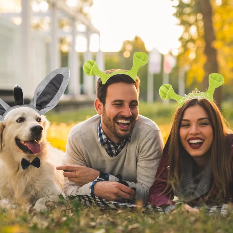 لطيف الأخضر الوحش الأذن هوائي هيرباند النسيج غسل الوجه مشبك شعر أغطية الرأس الكرتون الحيوان الوحش عقال عطلة الطرف