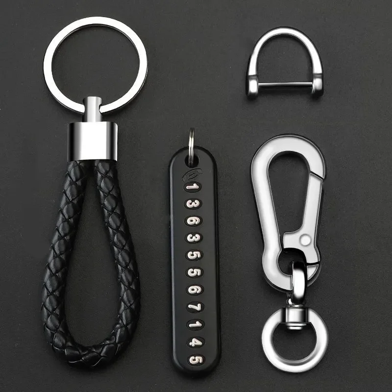 

Car Key Chain High-quality Anti-lost Key Ring Pendant Multifunctional Mobile Phone Number Plate Keychain Auto Accessories