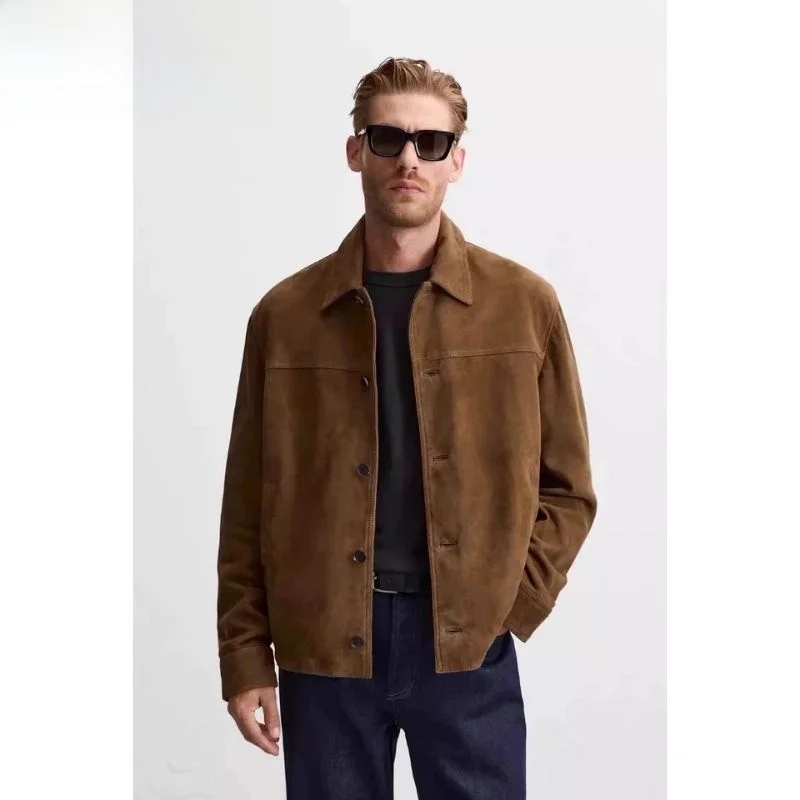 

Autumn New Arrival Men's Faux Leather Long Sve Jaet Stand Collar Casual Outerwear Regular Fit Single Button Closure PU M...